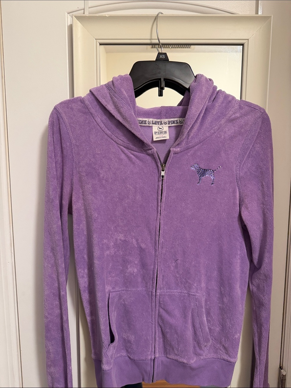 Vintage PINK Victoria's Secret Purple Terry Zip-Up Hoodie